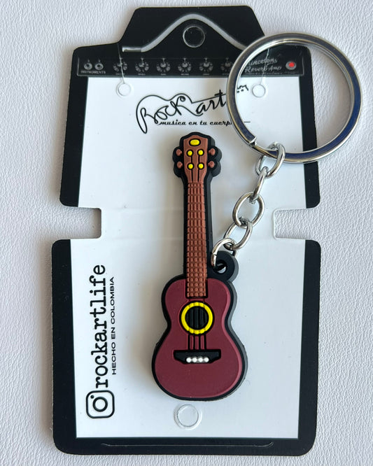 Llavero en PVC Guitarra Acústica cafe