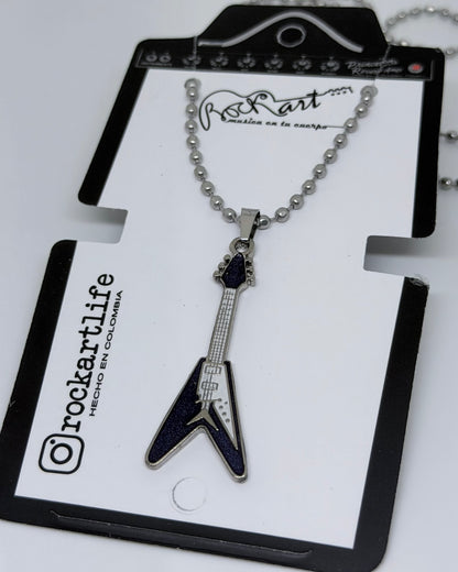 Collar Guitarra Flying V Morada