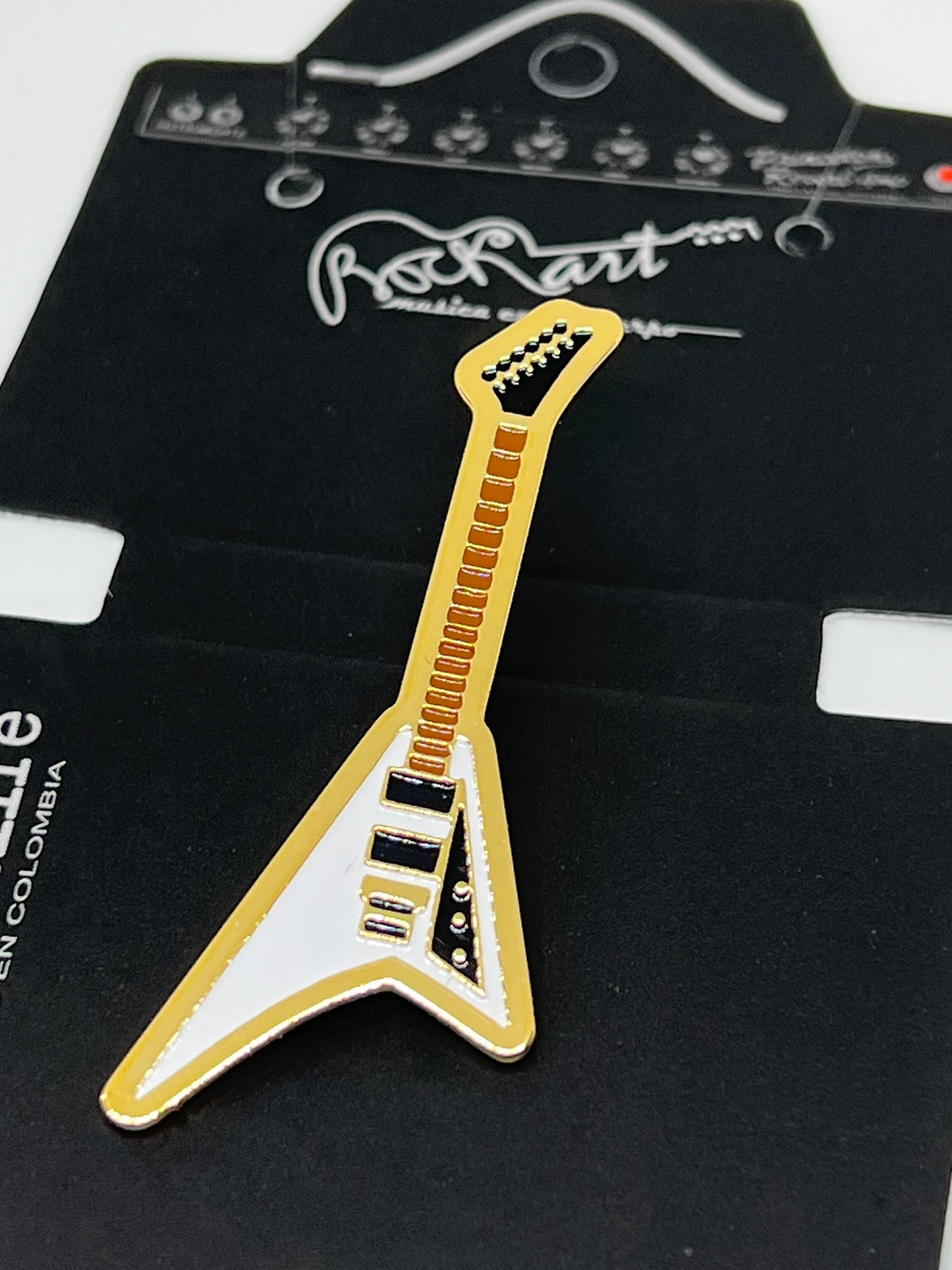 Pin Guitarra Flying V Blanca