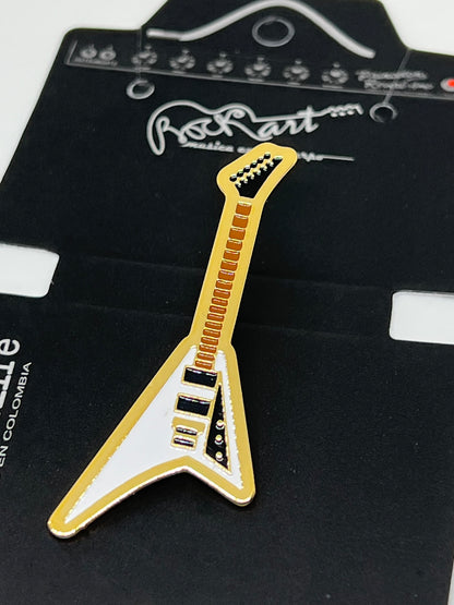 Pin Guitarra Flying V Blanca