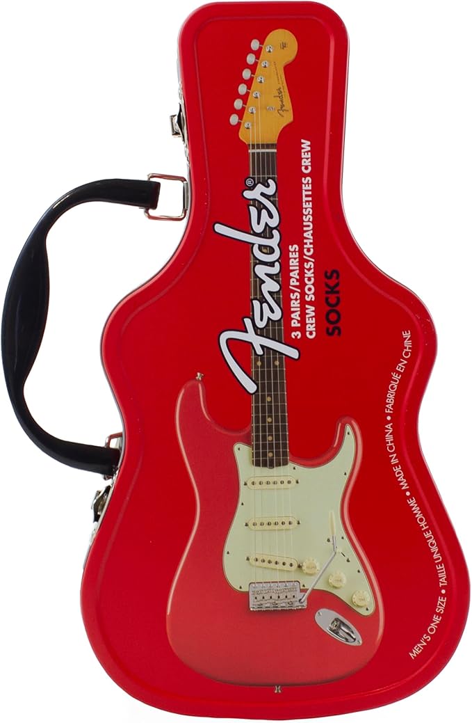 Caja Metálica en forma de Guitarra con 3 pares de medias FENDER
