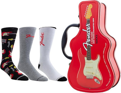 Caja Metálica en forma de Guitarra con 3 pares de medias FENDER