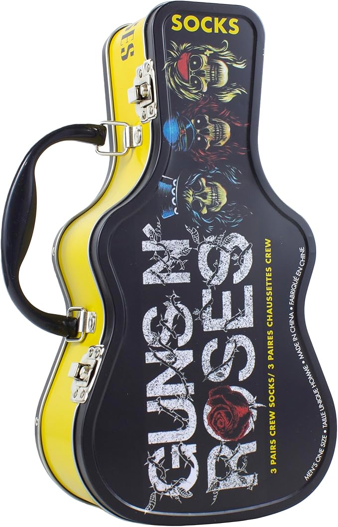 Caja Metálica en forma de Guitarra con 3 pares de medias GUNS