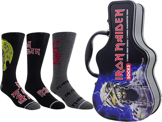 Caja Metálica en forma de Guitarra con 3 pares de medias IRON MAIDEN