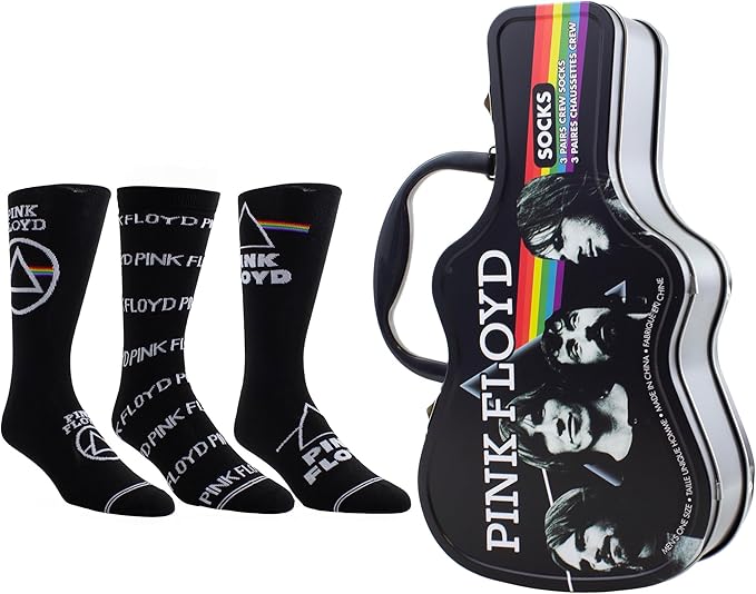 Caja Metálica en forma de Guitarra con 3 pares de medias PINK FLOYD