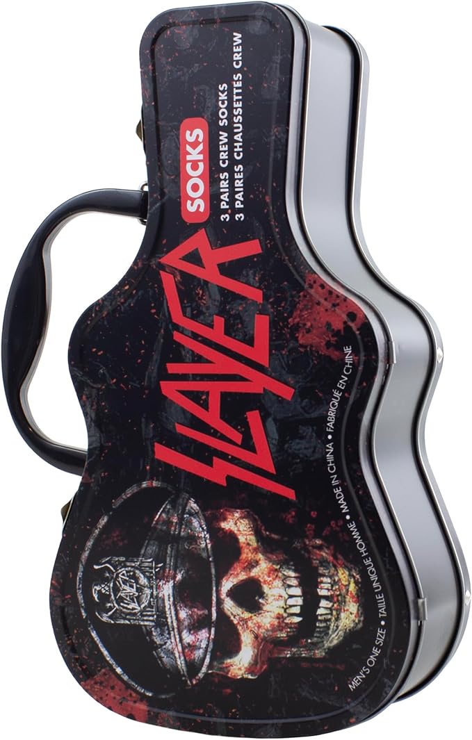 Caja Metálica en forma de Guitarra con 3 pares de medias SLAYER