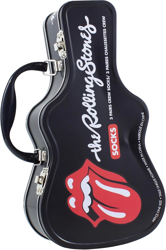 Caja Metálica en forma de Guitarra con 3 pares de medias THE ROLLING STONES