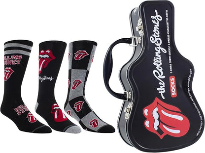 Caja Metálica en forma de Guitarra con 3 pares de medias THE ROLLING STONES