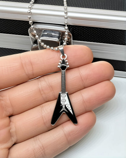 Collar Guitarra Flying V negra